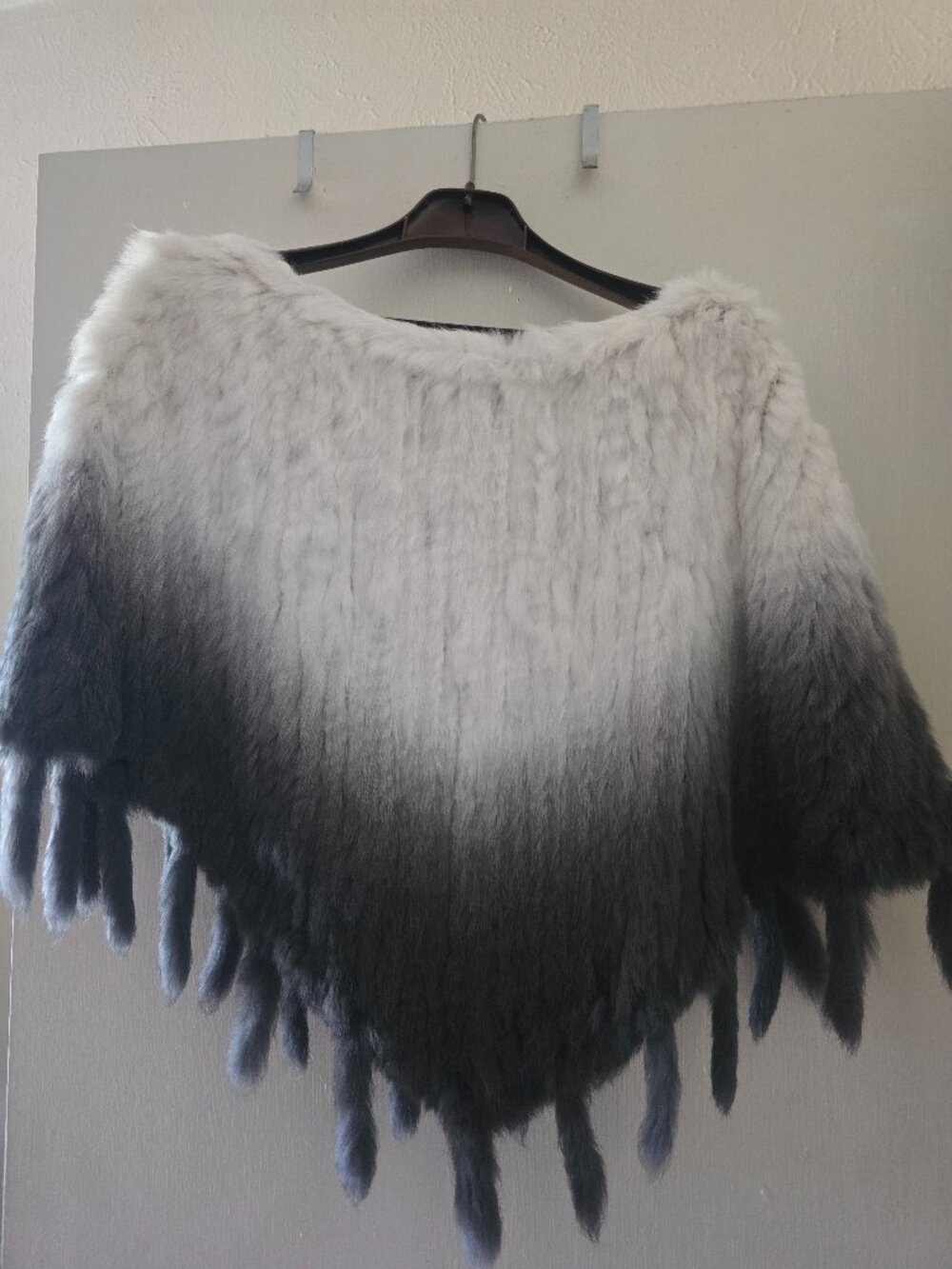 Metric Knits Fur Collection Genuine Rabbit Poncho